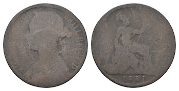 Великобритания 1 пенни 1881 H, Виктория (1837-1901) KM 755, Spink 3955 бронза 4661-344