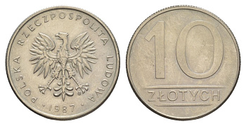 Польша 10 злотых 1987 Y 152.1 медно-никель UNC 4633-135