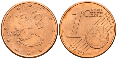 Финляндия 1 евроцент 1999  KM 98 сталь плакированная медью  UNC  4189-134