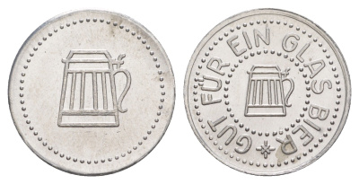 Германия жетон в 1 "стакан пива" ND диаметр 24 мм, вес 1,1 гр алюминий UNC 4638-826