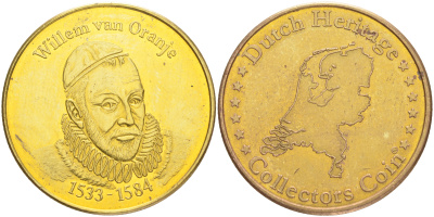 НИДЕРЛАНДЫ МЕДАЛЬ ND КОРОЛЬ НИДЕРЛАНДОВ ВИЛЛЕМ ОРАНСКИЙ (1533-1584) желтый металл 189-232