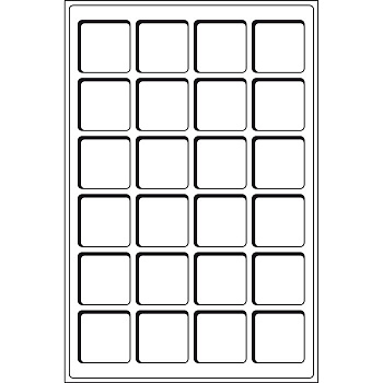 Вкладыш велюровый формата L на 24 ячейки для монет диаметром до 47 мм. 324301