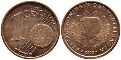 НИДЕРЛАНДЫ 1 ЕВРОЦЕНТ 2003 KM 234 сталь плакированная медью UNC 3334-1224