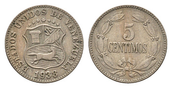 Венесуэла 5 сентимо 1938 Y 27 медно-никель 4127-1534
