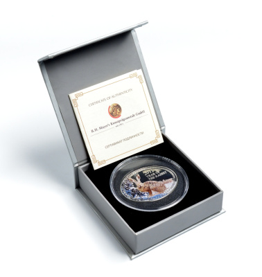 Ниуэ 1 доллар 2011 Год кролика, цветная эмаль, коробка, сертификат KM 510 серебро PROOF 4-3-3-02