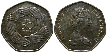 Великобритания 50 пенсов 1973 Елизавета II (1952-2022), вступление в Европейское экономическое сообщество KM 918, Spink 4224 медно-никель 3334-134