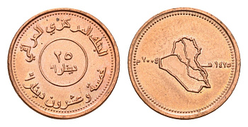 Ирак 25 динаров 2004 KM 175 сталь плакированная медью UNC 4651-328