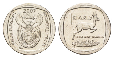 ЮАР 1 ранд 2007 KM 344 медь плакированная никелем 4627-447