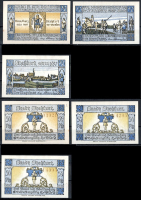 Штасфурт (Пруссия, Саксония) полный набор из 3 нотгельдов (50 пфеннигов) 1921 Mehl Grabowski 1256.3a бумага UNC (пресс) 7556-64-3-2