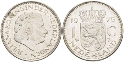 Нидерланды 1 гульден 1975 Юлиана (1948-1980) KM 184а никель 212-1145