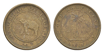 Либерия 1/2 цента 1937 KM 10 латунь 4614-762