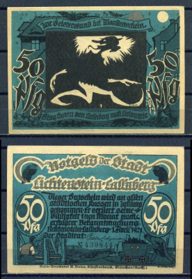Лихтенштейн-Кальнберг (Саксония) 50 пфеннигов 1921 бумага aUNC 7556-7-2-2