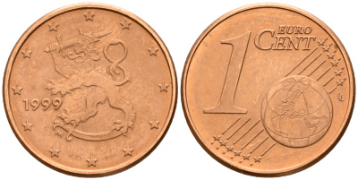 Финляндия 1 евроцент 1999  KM 98 сталь плакированная медью  UNC  4189-215