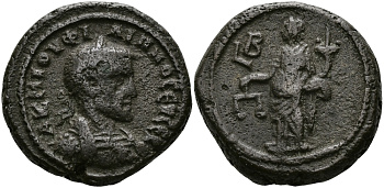 Римская Империя, Провинция Египет тетрадрахма 244 - 245 Филипп Араб / Дикайосина, божество Справедливости, Александрия Good Very fine Kamp/Gansch 74.22 биллон 1073-9-94