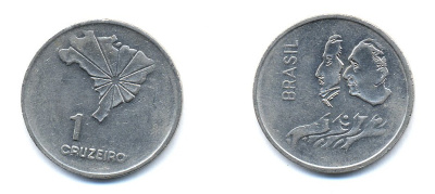 Бразилия 1 крузейро 1972 150 лет независимости KM 582 никель aUNC 51-4845