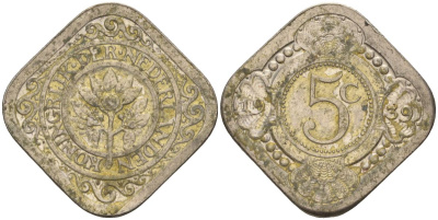 Нидерланды 5 центов 1939 Вильгельмина (1890-1948) KM 153 медно-никель 4592-844