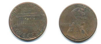 США 1 ЦЕНТ 1994 ЛИНКОЛЬН KM 201b цинк плакированный медью 86-312