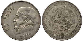 Мексика 1 песо 1975 Хосе Мария Морелос KM 460 медно-никель VF 215-916