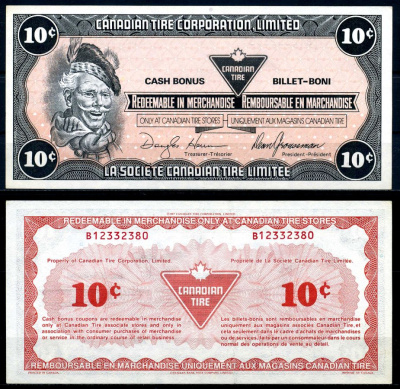 Канада купон на 10 центов 1987 Canadian Tire бумага 2195-22-3-1