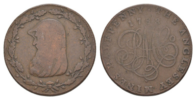 Великобритания, Англси 1/2 пенни 1788 Parys Mines Co, друид, гурт надпись медь 1526-722
