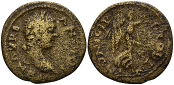 Римская Империя, Провинция Македония, Стобы AE 218 - 222 Элагабал, бюст императора / богиня Нике бронза 1100-8-15