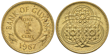 Гайана 1 цент 1967 Республика KM 31 никель латунь UNC 4124-319