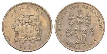 Ямайка 20 центов 1976 ФАО - FORESTRY FOR DEVELOPMENT KM 69 медно-никель 4652-557