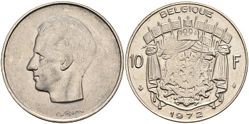 Бельгия 10 франков 1972 Belgique, Бодуэн I (1951-1993) KM 155.1 никель    4595-555
