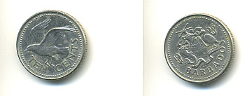 Барбадос 10 центов 1996 смеющаяся (Ацтекская) чайка KM 12 медно-никель 3999-112