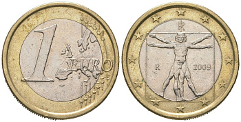 Италия 1 евро 2009 R KM 250 биметалл 4604-1035