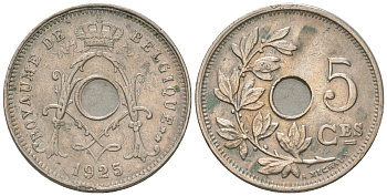 Бельгия 5 сантимов 1925 Belgique, Альберт I (1909-1934) KM 66 медно-никель 4385-621