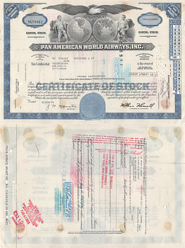 США, Pan American World Airwaysсертификат на 100 акций1974бумага5554-37-2