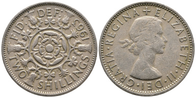 Великобритания 2 шиллинга (флорин) 1963 Елизавета II (1952-2022) KM 906, Spink 4146 медно-никель 4680-731
