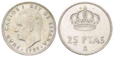 Испания 25 песет 1984 KM 824 медно-никель aUNC 4628-1017