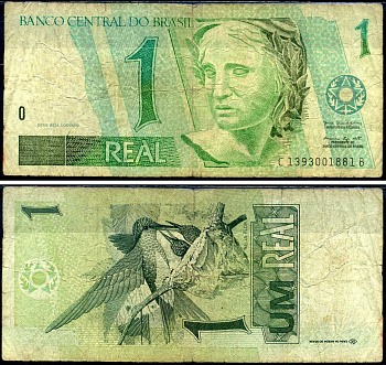 Бразилия 1 реал ND (1997-2003) Pick 243 Af бумага 7221-46-3-2