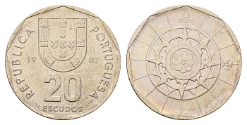 Португалия 20 эскудо 1987 KM 634 медно-никель UNC 4678-821