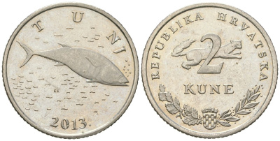 Хорватия 2 куны 2013 тунец KM 10 медь цинк никель BU 4620-435