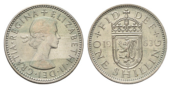 Великобритания 1 шиллинг 1963 Елизавета II (1952-2022), Шотландский герб KM 905, Spink 4148 медно-никель 4121-932