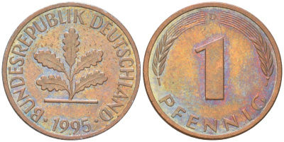 Германия 1 пфенниг 1995 D KM 105 сталь плакированная медью 4613-1215