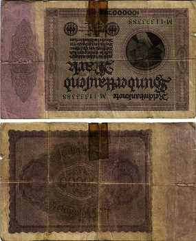 ГЕРМАНИЯ 100000 МАРОК 1923 1 ФЕВРАЛЯ 1923, ДВЕ СЕРИИ Pick 83b бумага 6318-22-2