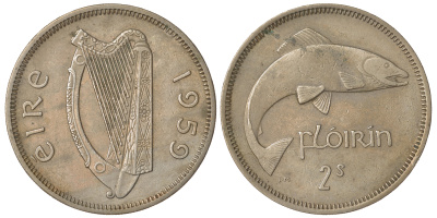 ИРЛАНДИЯ 1 ФЛОРИН 1959 ЛОСОСЬ KM 15a медно-никель 4389-1011