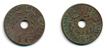 Нидерландская Восточная Индия 1 цент 1945 P KM 317 бронза 56-1153