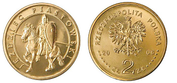 Польша 2 злотых 2006 MW, пястовский конный всадник KM 576 нордик UNC 4676-415