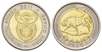 ЮАР 5 рандов 2011 KM 506 биметалл UNC 4626-913