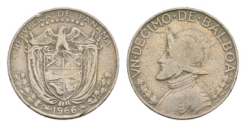 Панама 1/10 бальбоа 1966 KM 10 медь плакированная медно-никелем 4644-621