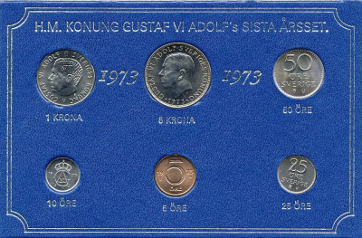 ШВЕЦИЯ НАБОР ИЗ 6 МОНЕТ 1973 04-062-205