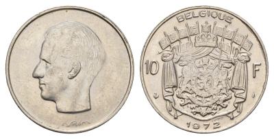 Бельгия 10 франков 1972 Belgique, Бодуэн I (1951-1993) KM 155 никель 4673-856