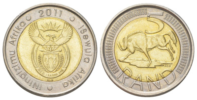 ЮАР 5 рандов 2011 KM 506 биметалл UNC 4626-913
