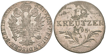 Австрия 12 крейцеров 1795 A, Франц II (1792-1835) KM 2137 серебро 4044-233
