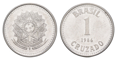Бразилия 1 крузадо 1986 KM 605 нержавеющая сталь UNC 4642-1241